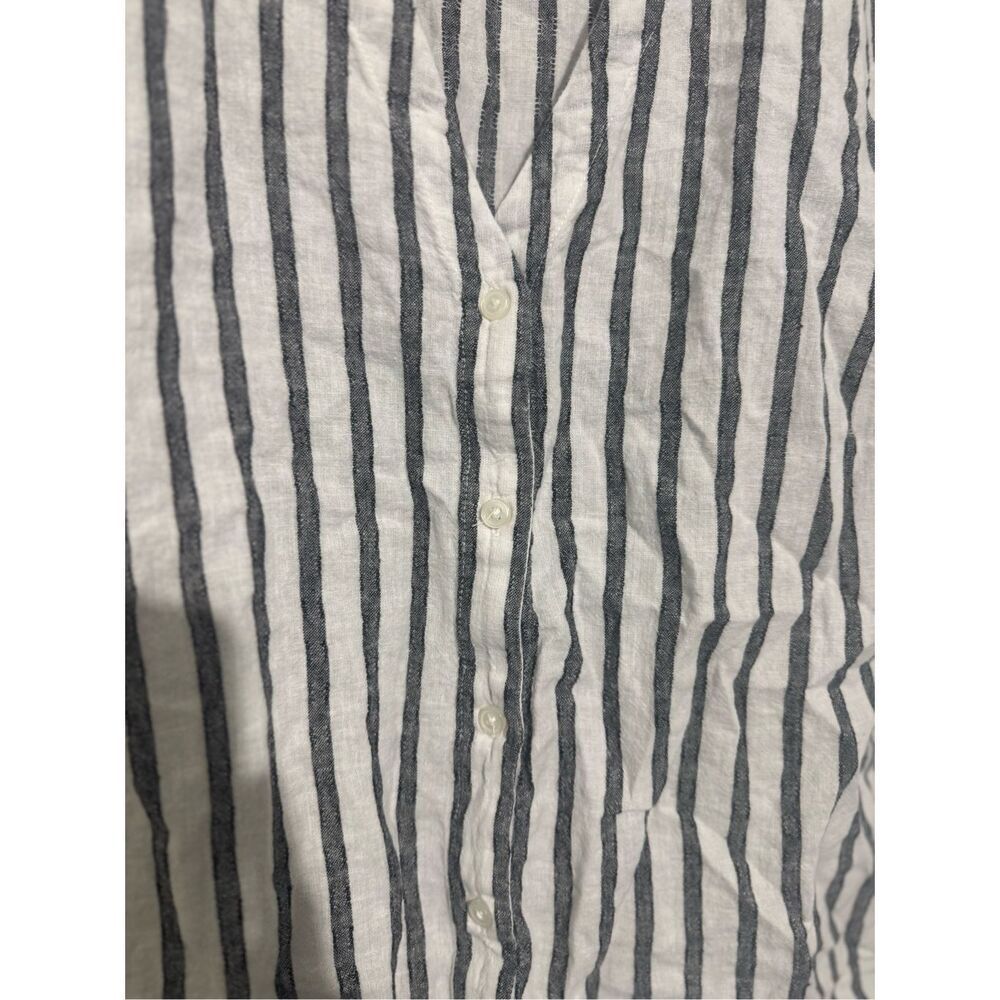 Banana Republic Top M Short Sleeve Button Up Collar Linen Blend Striped - Picture 4 of 8